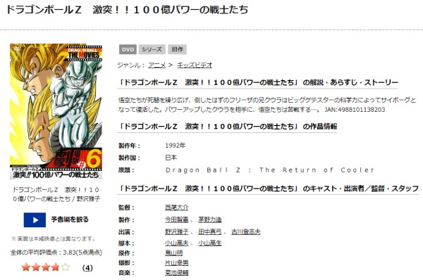「ドラゴンボールZ 激突!!100億パワーの戦士たち tsutaya discas