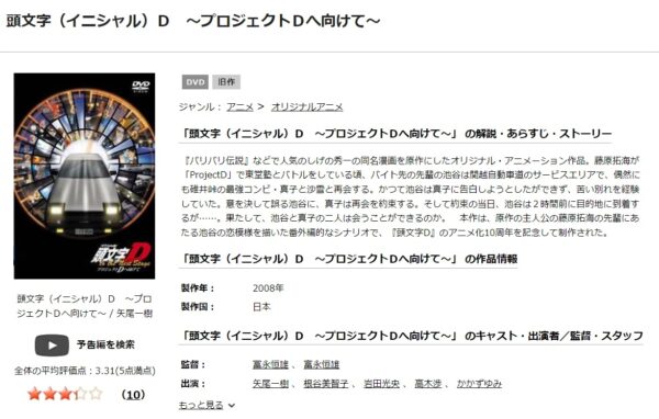 頭文字D(イニシャルD) to the Next Stage プロジェクトDへ向けて TSUTAYA DISCAS