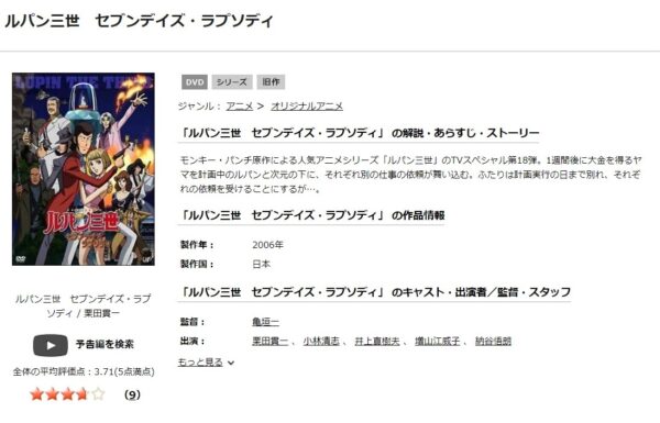 ルパン三世 セブンデイズ・ラプソディ tsutaya discas