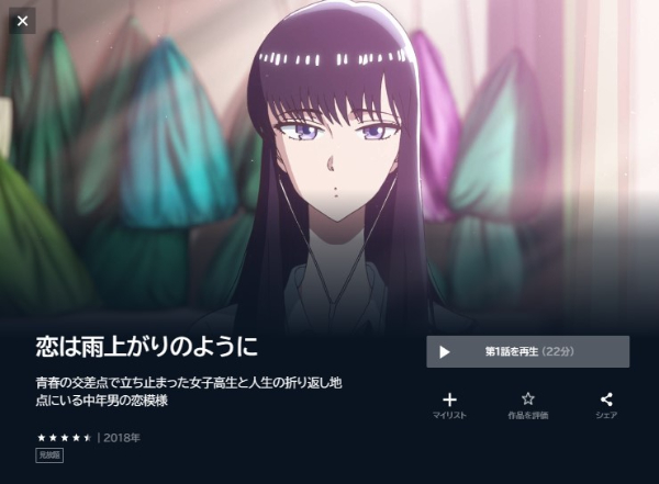 恋は雨上がりのように U-NEXT