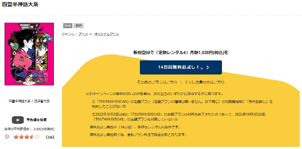 四畳半神話大系 tsutaya discas