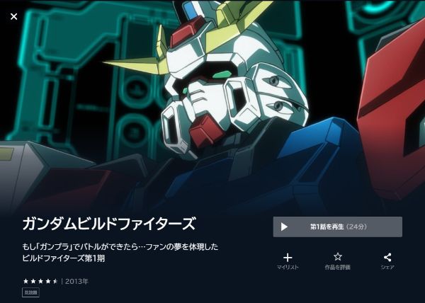 ガンダムビルドファイターズの動画を全話無料で見れる動画配信サイト U-NEXT