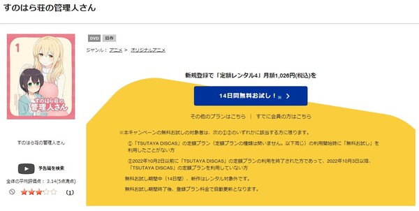 すのはら荘の管理人さん tsutaya discas