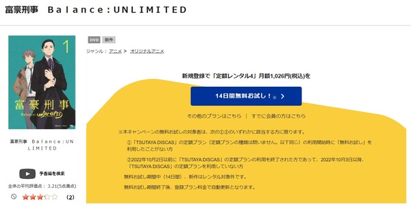 富豪刑事 Balance:UNLIMITED tsutaya discas