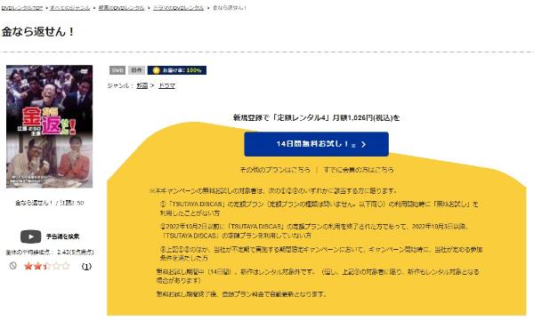 金なら返せん! TSUTAYA DISCAS