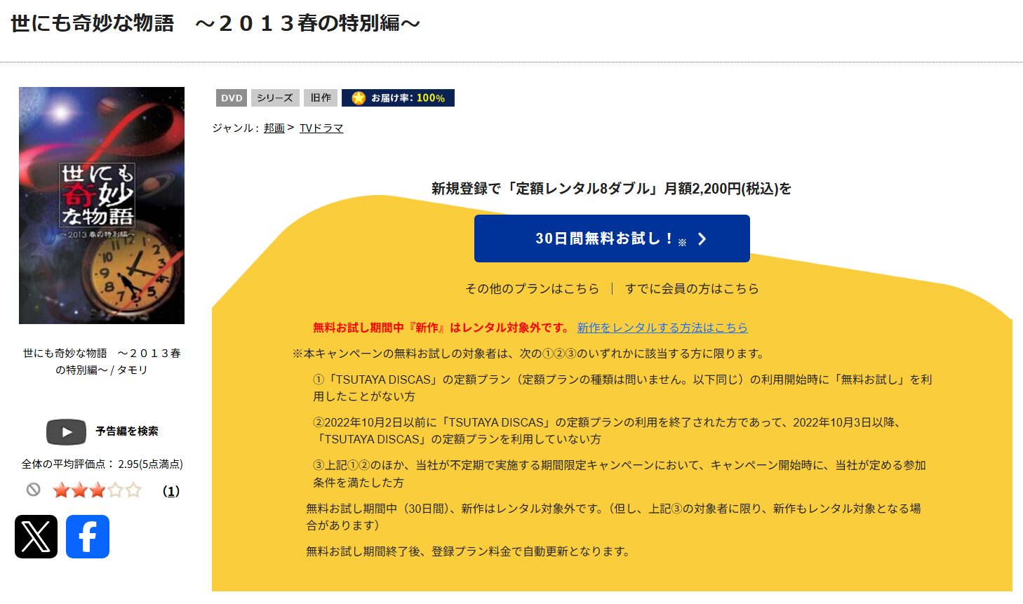 世にも奇妙な物語 tsutaya discas