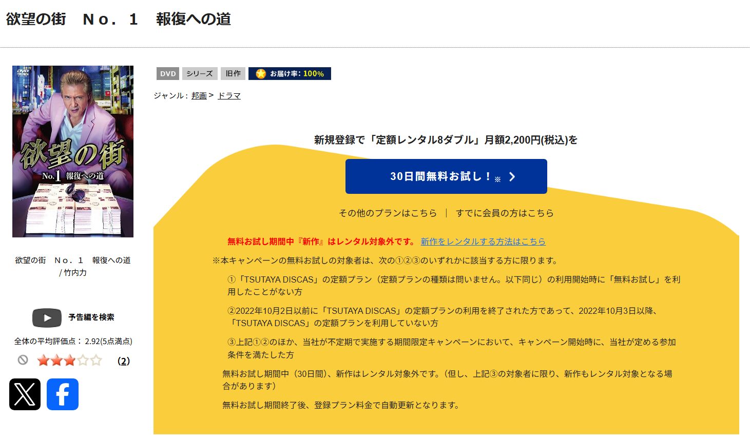 「欲望の街 No.1 報復への道 tsutaya discas