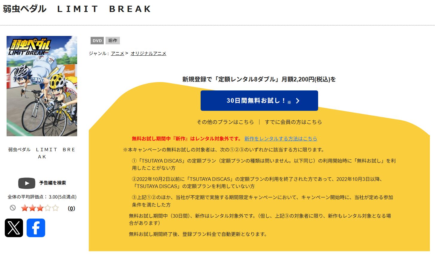 弱虫ペダル 5期 LIMIT BREAK tsutaya discas