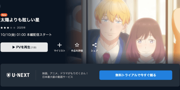 太陽よりも眩しい星 U-NEXT