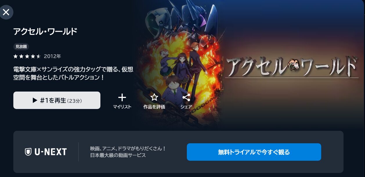 アクセル・ワールド unext