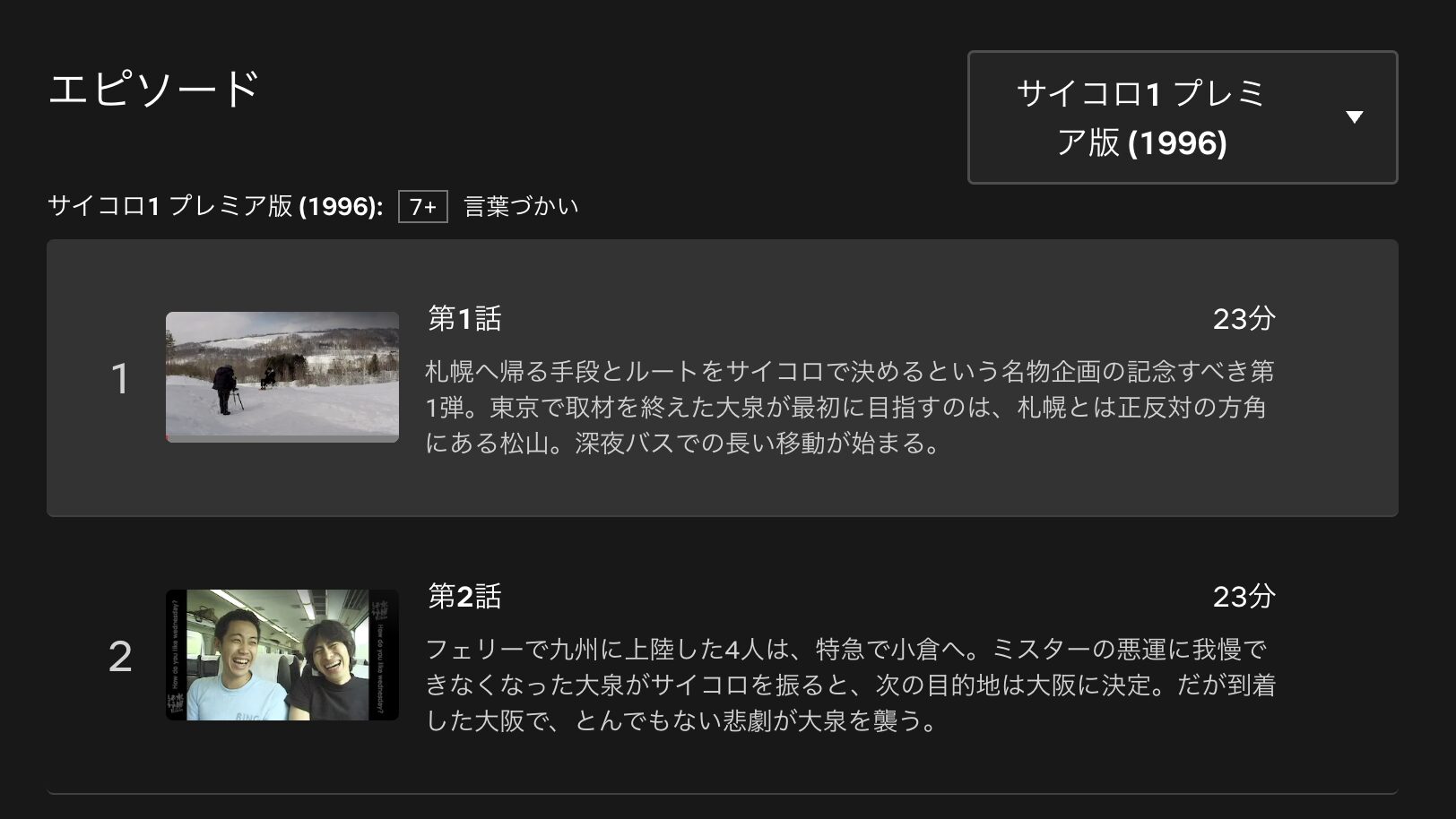 水曜どうでしょうプレミア サイコロ1 配信