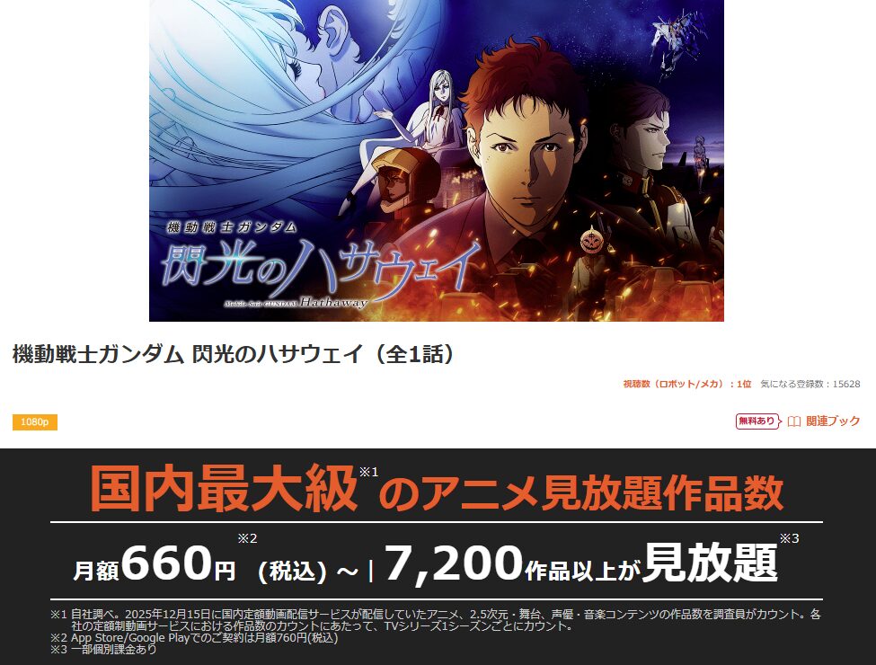 dアニメストア 機動戦士ガンダム 閃光のハサウェイ