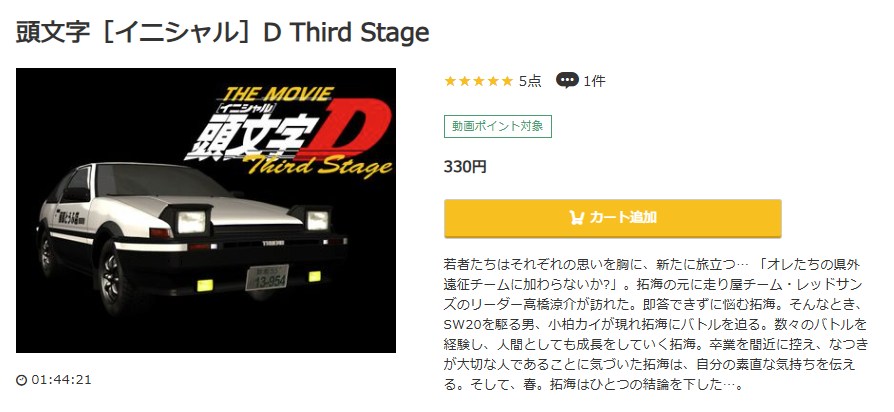 頭文字D(イニシャルD) Third Stage -INITIAL D THE MOVIE- music.jp