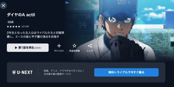 ダイヤのA actII(3期) U-NEXT