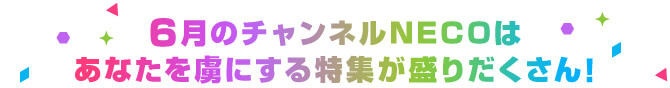 6月のチャンネルNECOはあなたを虜にする特集が盛りだくさん!